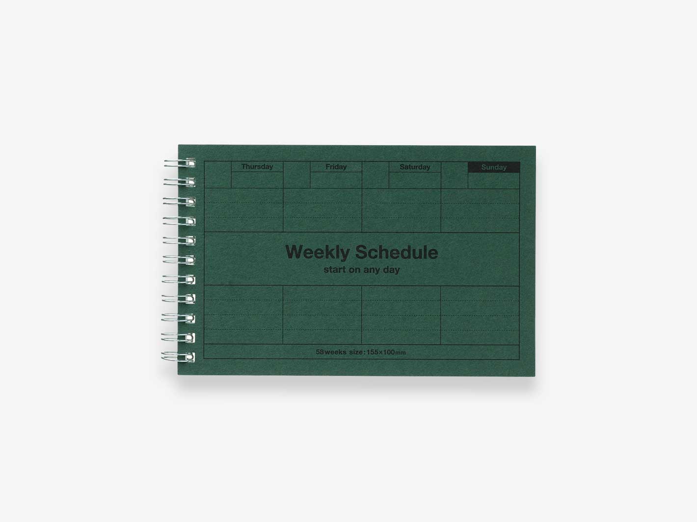 Free Weekly Schedule A6 Dark Green