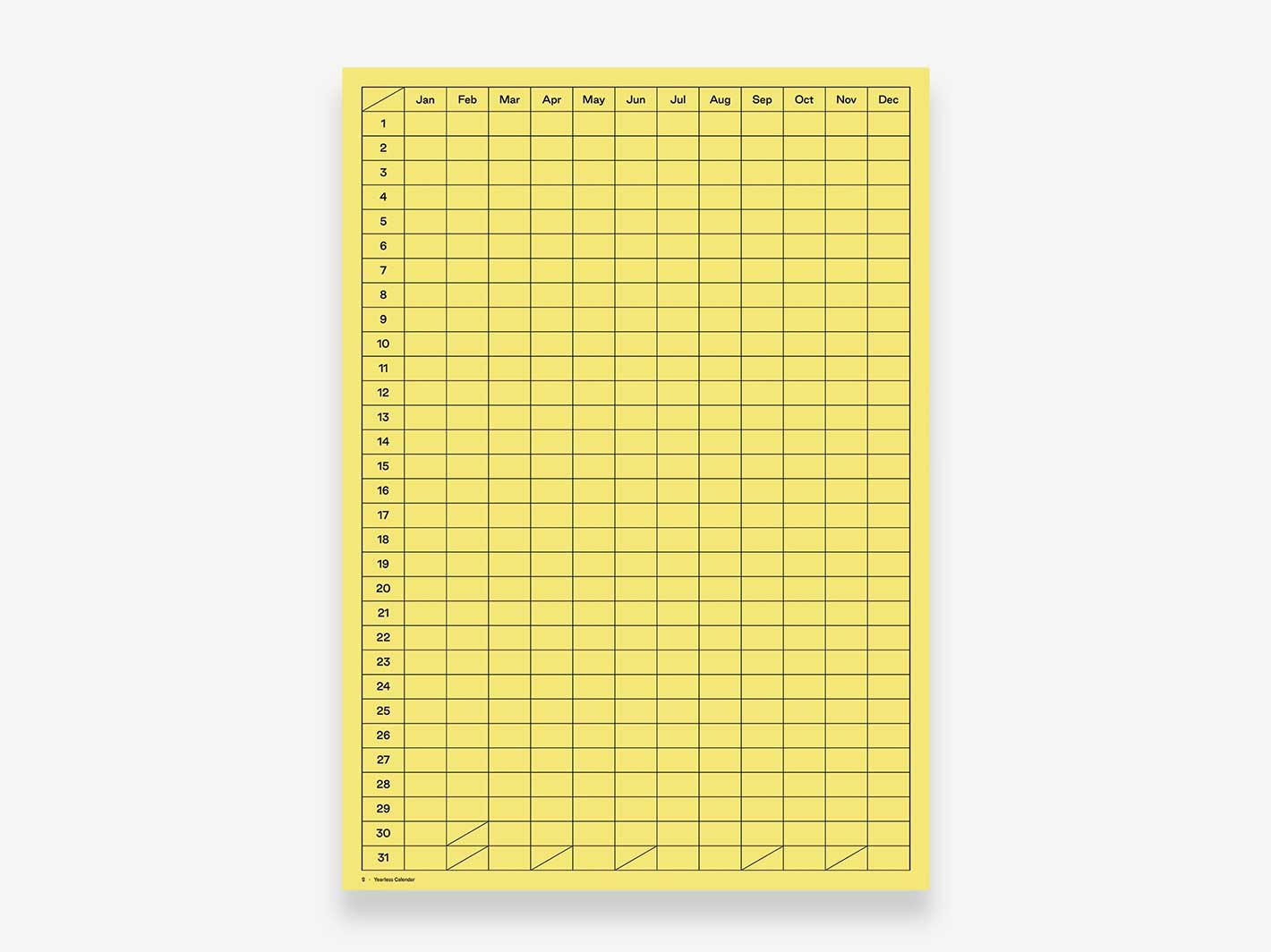 Yearless Calendar Yellow