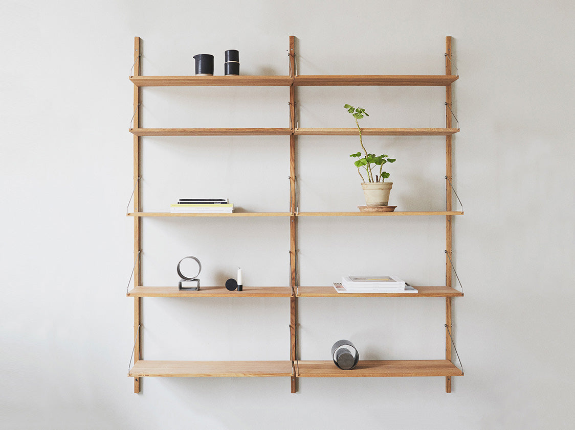 Shelf Library H1852 Natural Oiled Double Section