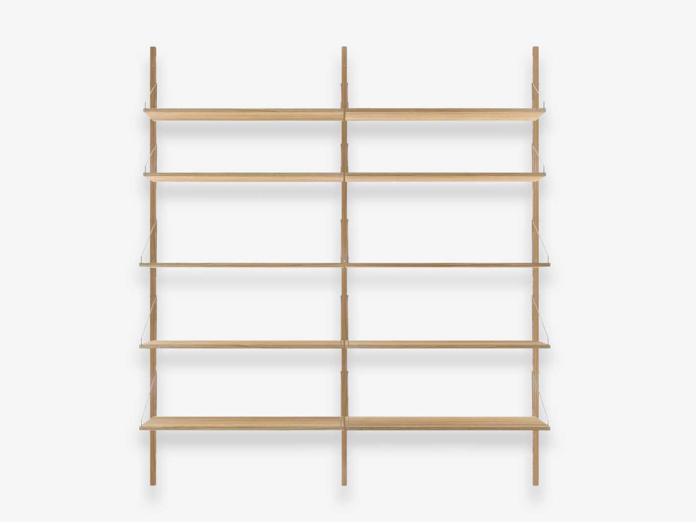 Shelf Library H1852 Natural Oiled Double Section