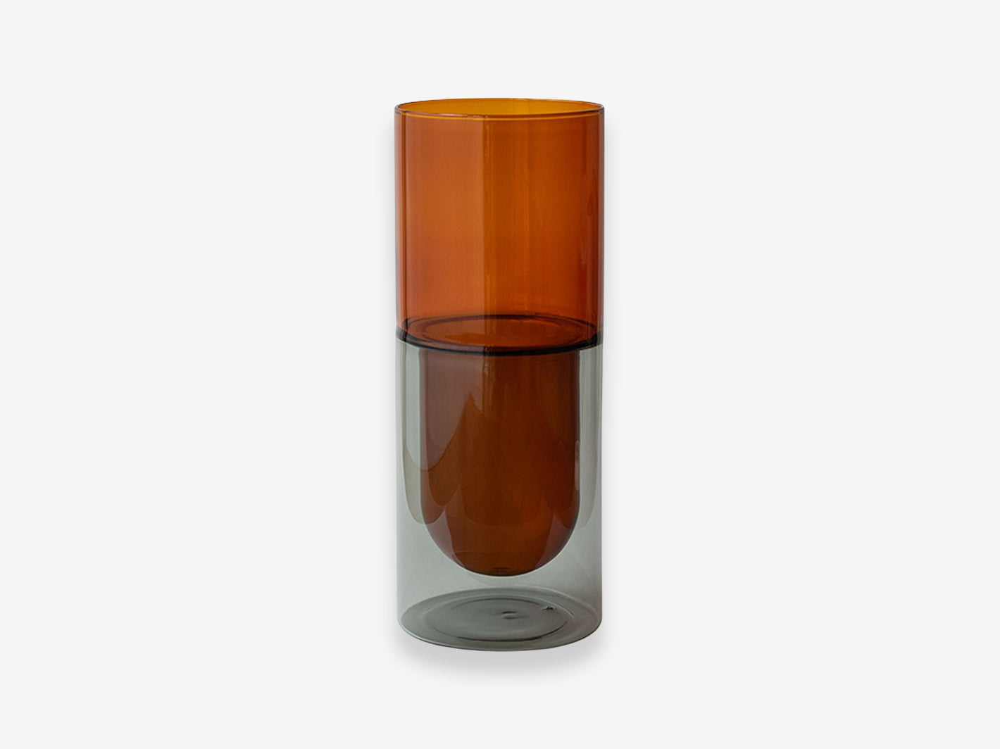 Two Tone Double Wall Vase L Grey x Amber