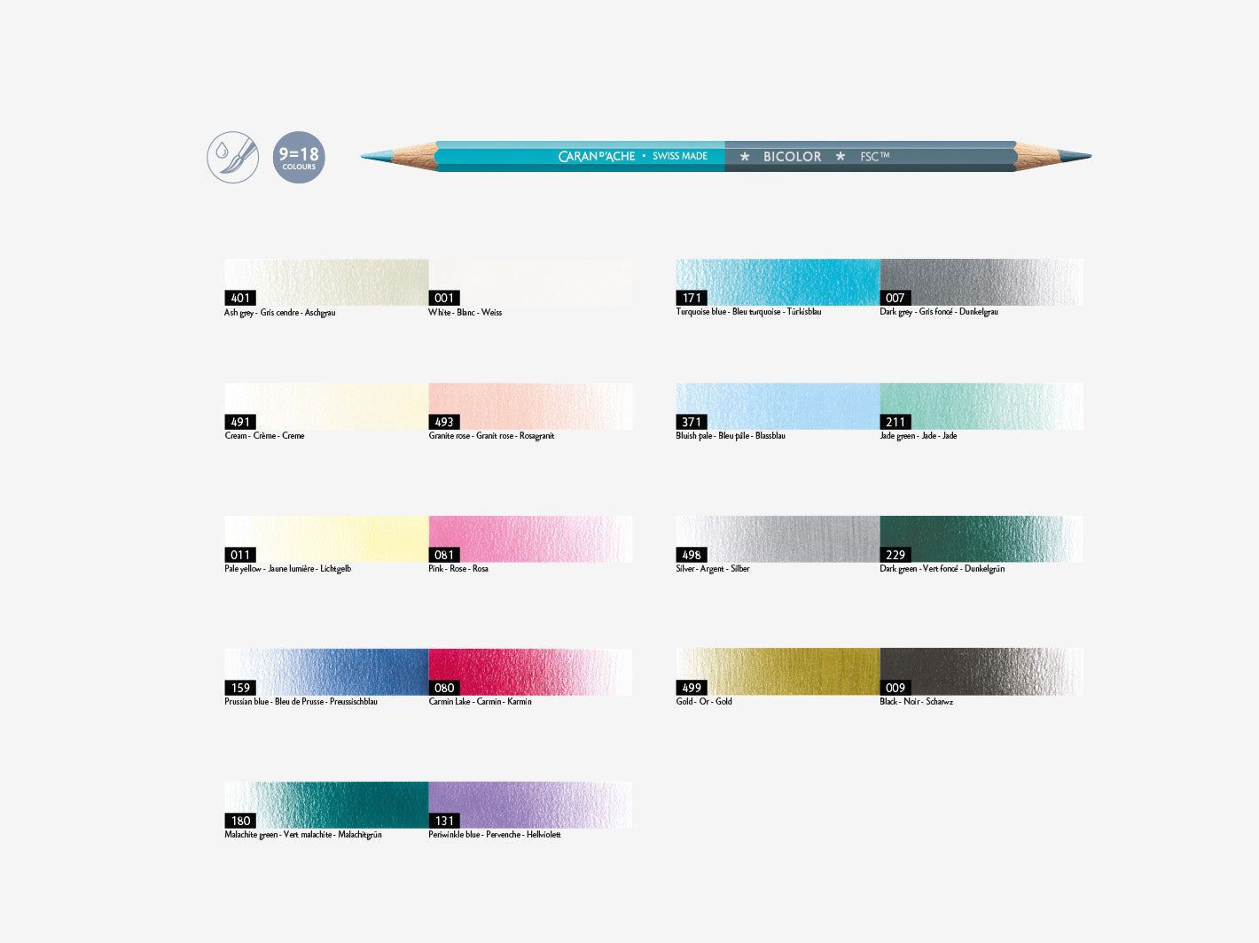 Alpine Frost Bicolor Pencils Set of 9