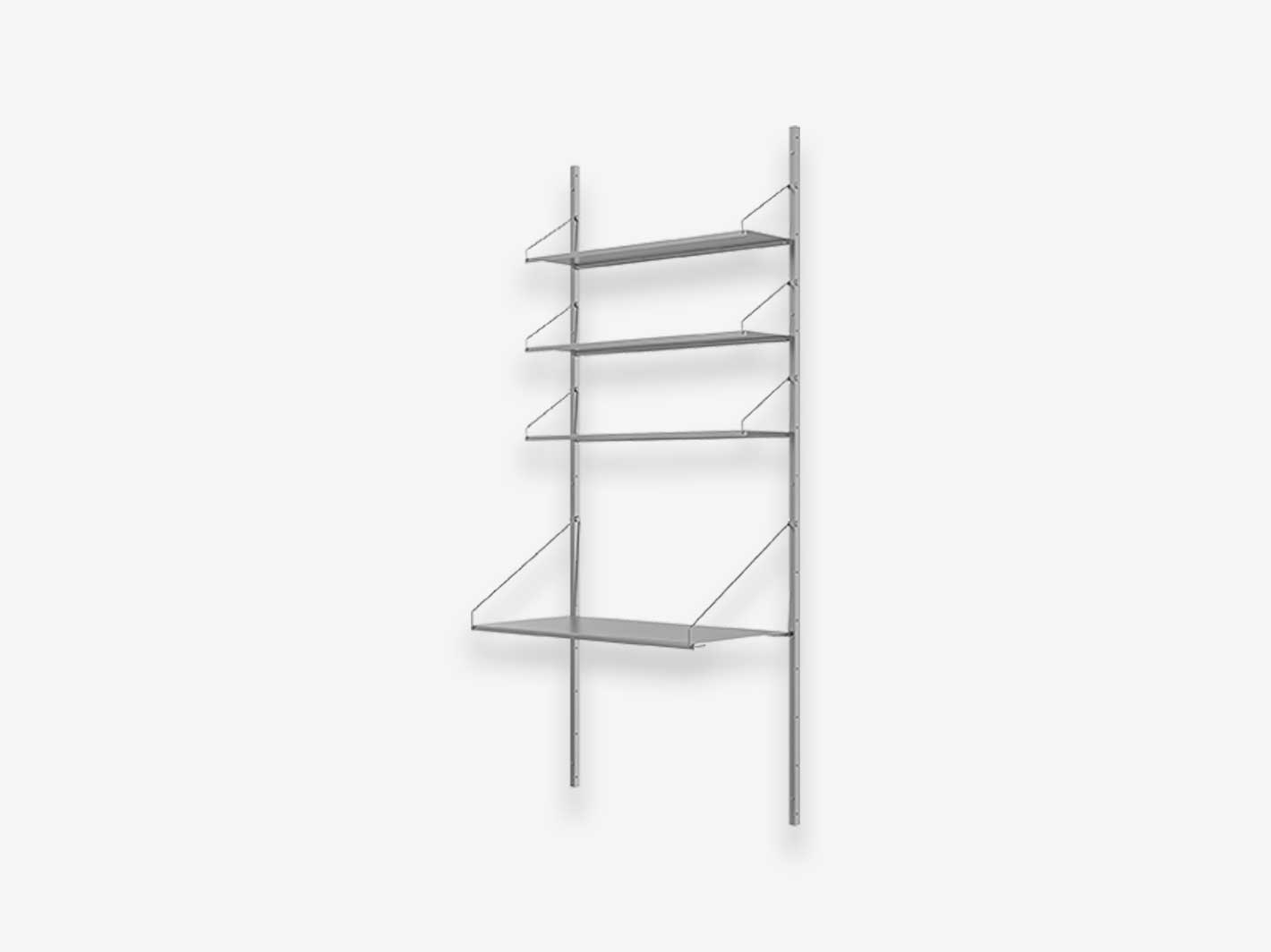 Shelf Library H1852 Stainless Steel Single Desk Section