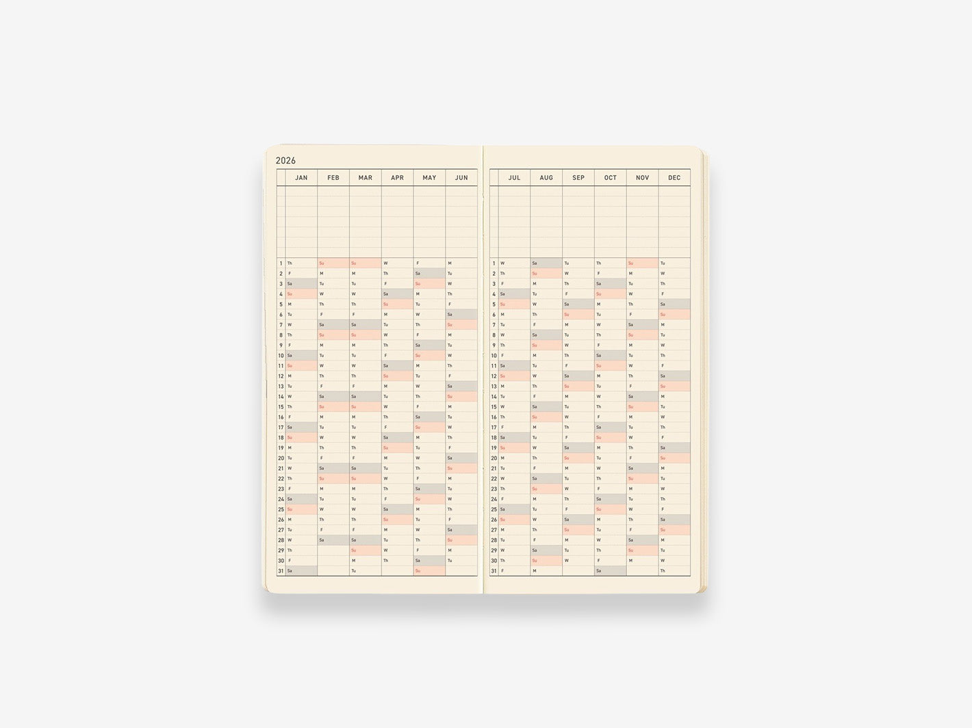 Hobonichi Techo 2026 Weeks Mega - Sneaker: Tomato Red