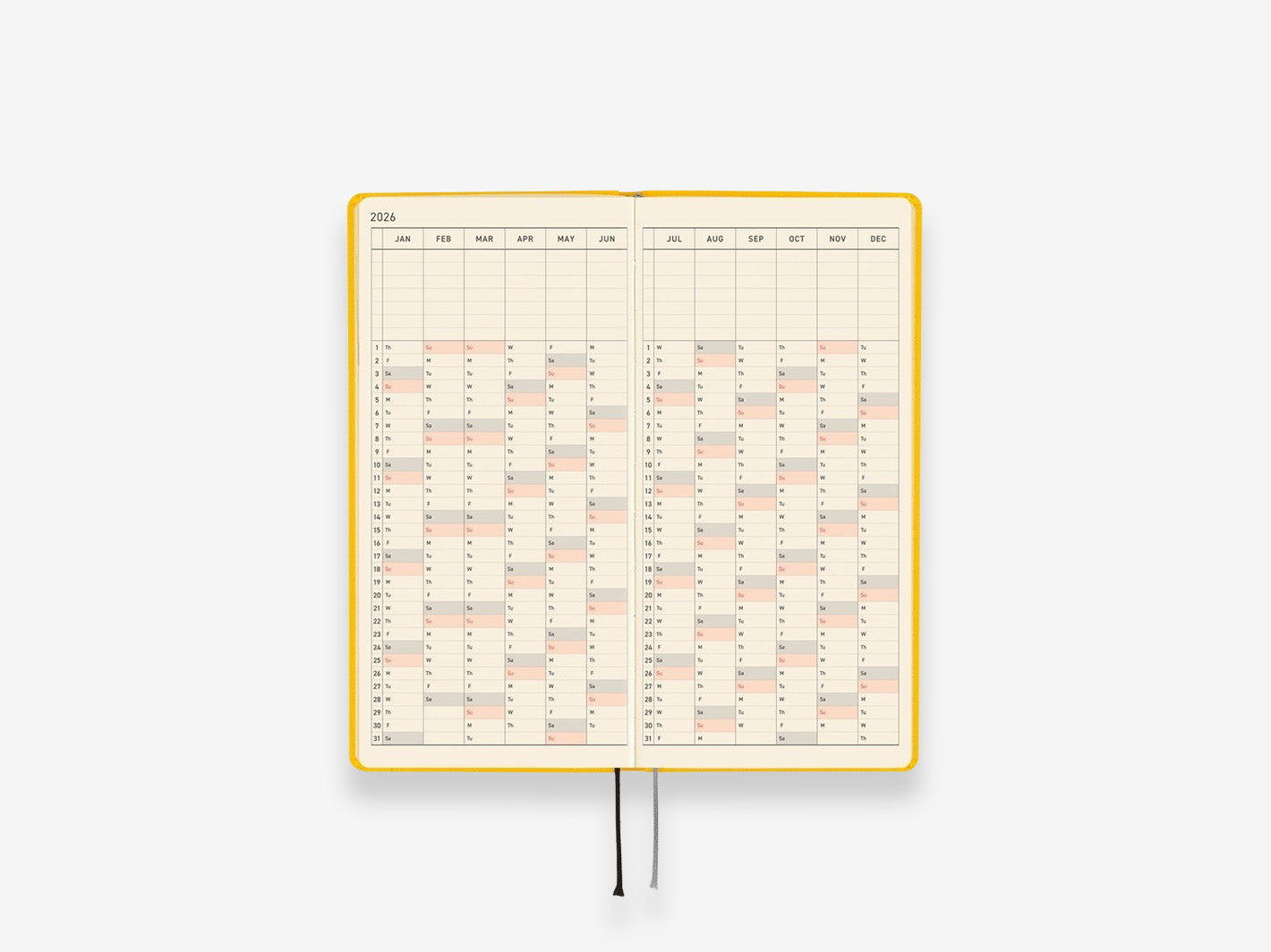 Hobonichi Techo 2026 Weeks - Full Moon Yellow