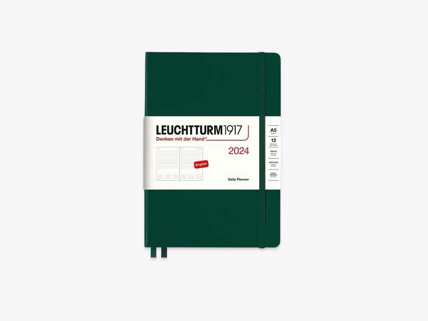 2024 Daily Planner A5 Forest Green
