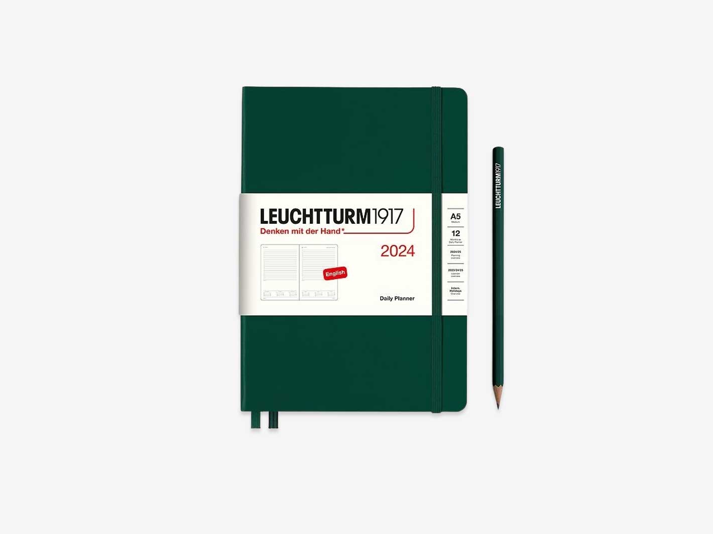 2024 Daily Planner A5 Forest Green