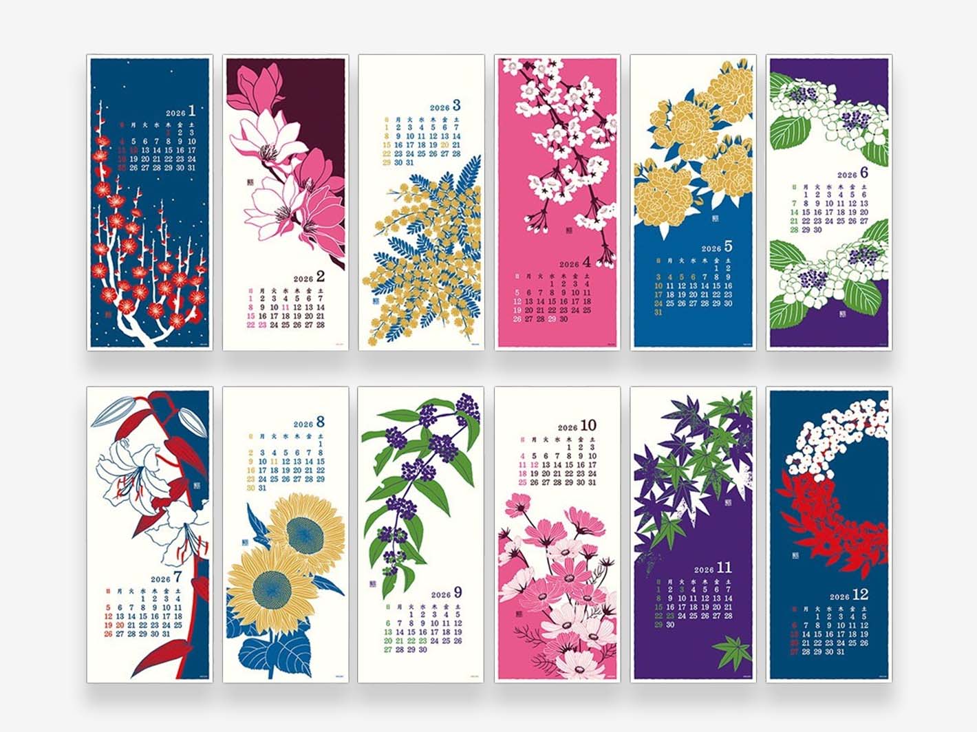 2026 Echizen Wall Calendar L Flower