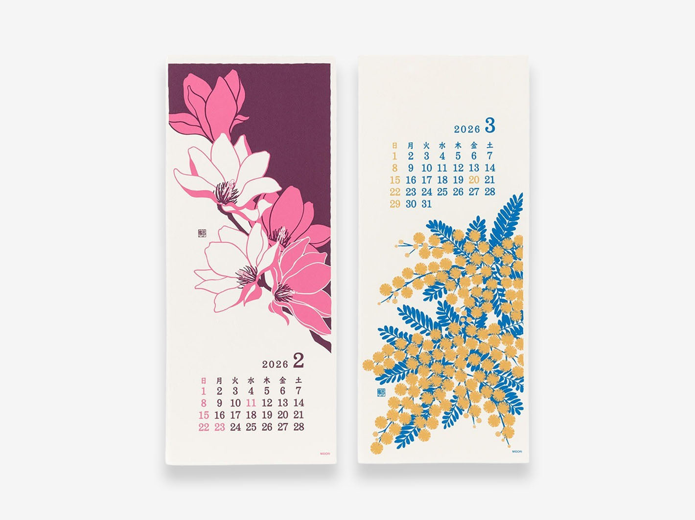 2026 Echizen Wall Calendar L Flower