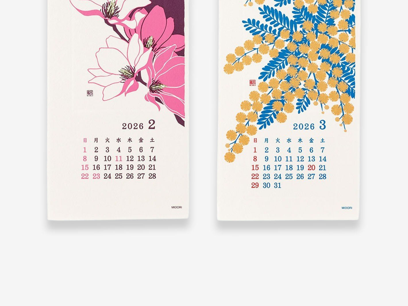 2026 Echizen Wall Calendar S Flower