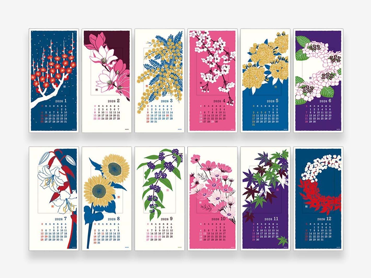 2026 Echizen Wall Calendar S Flower