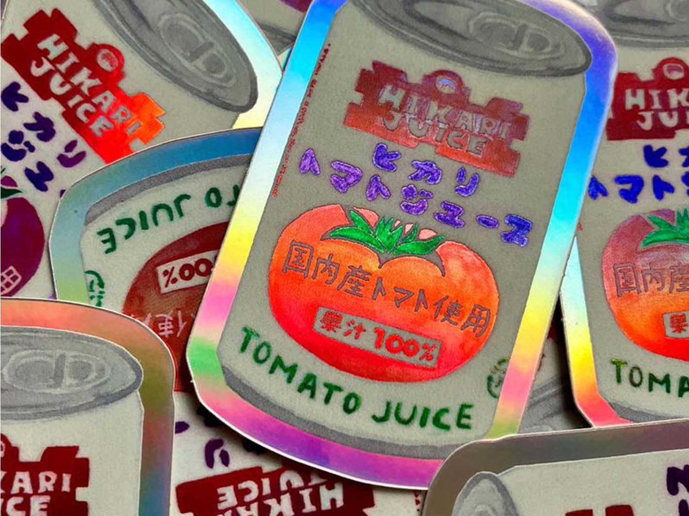 Die Cut Tomato Juice Can Holo Sticker