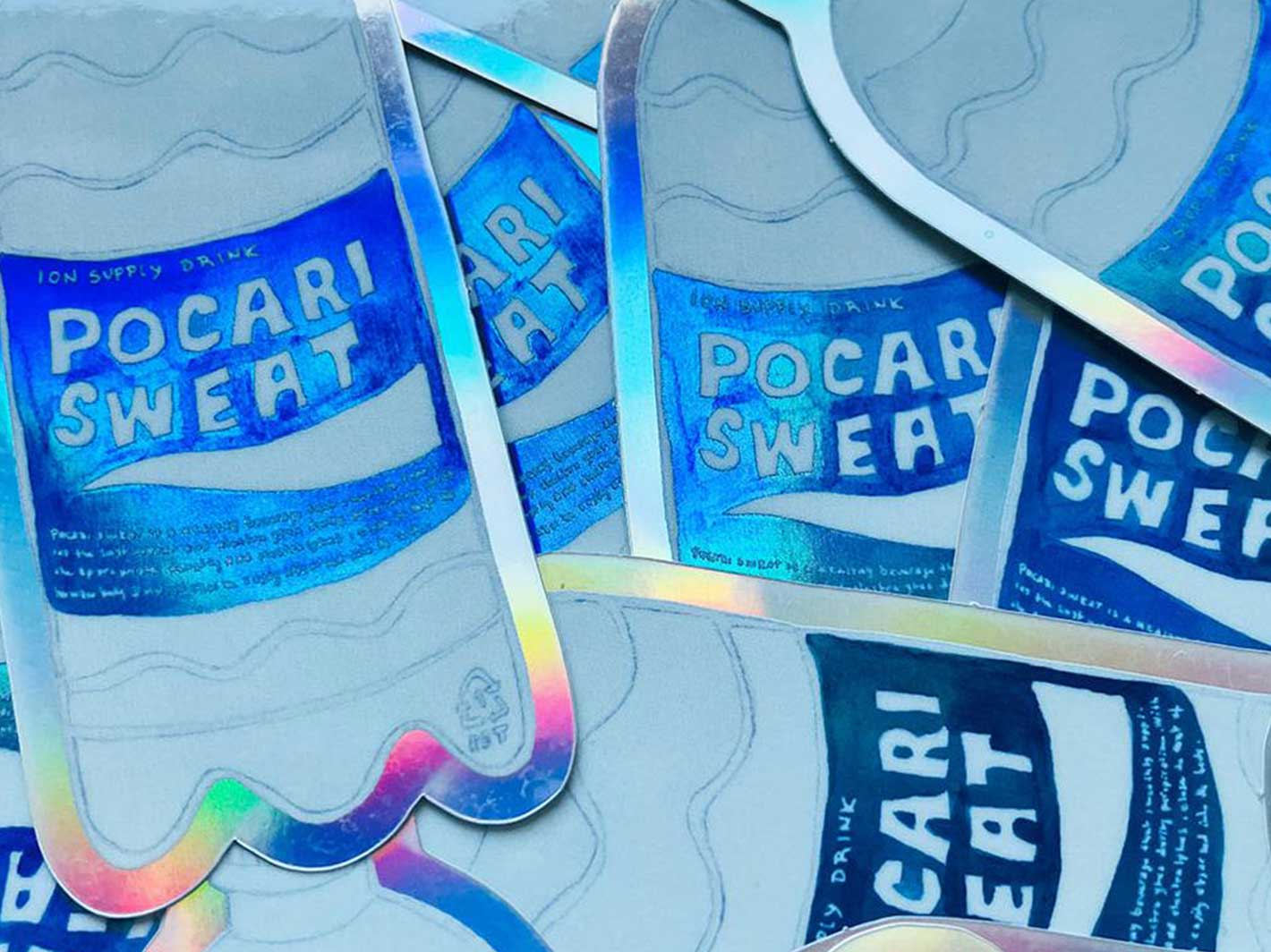 Pocari Sticker Melina Pecharki | Die Cut Pocari Sweat Holo Sticker | Misc Store Amsterdam
