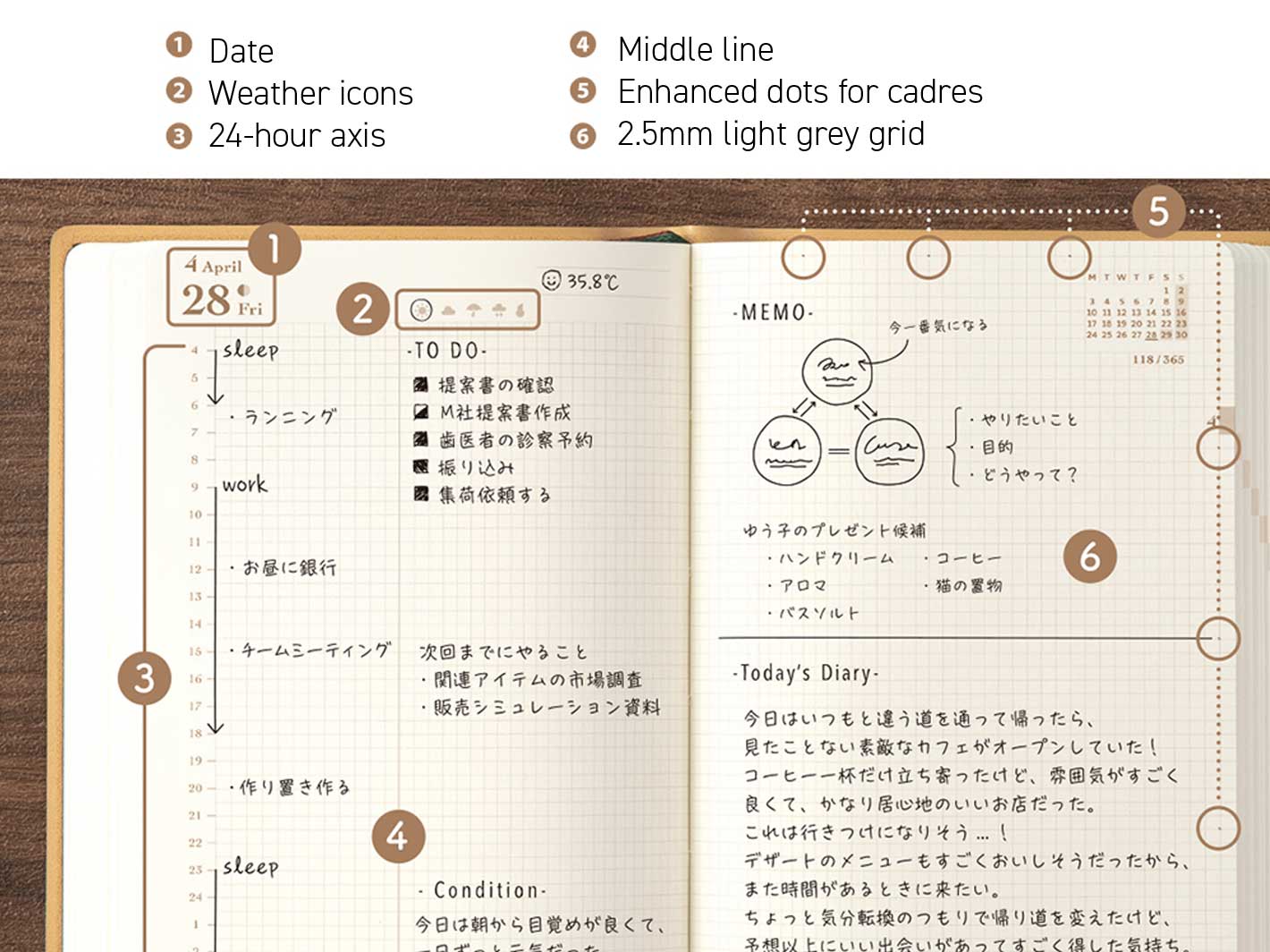 2025 Diary Hibino A6 Camel