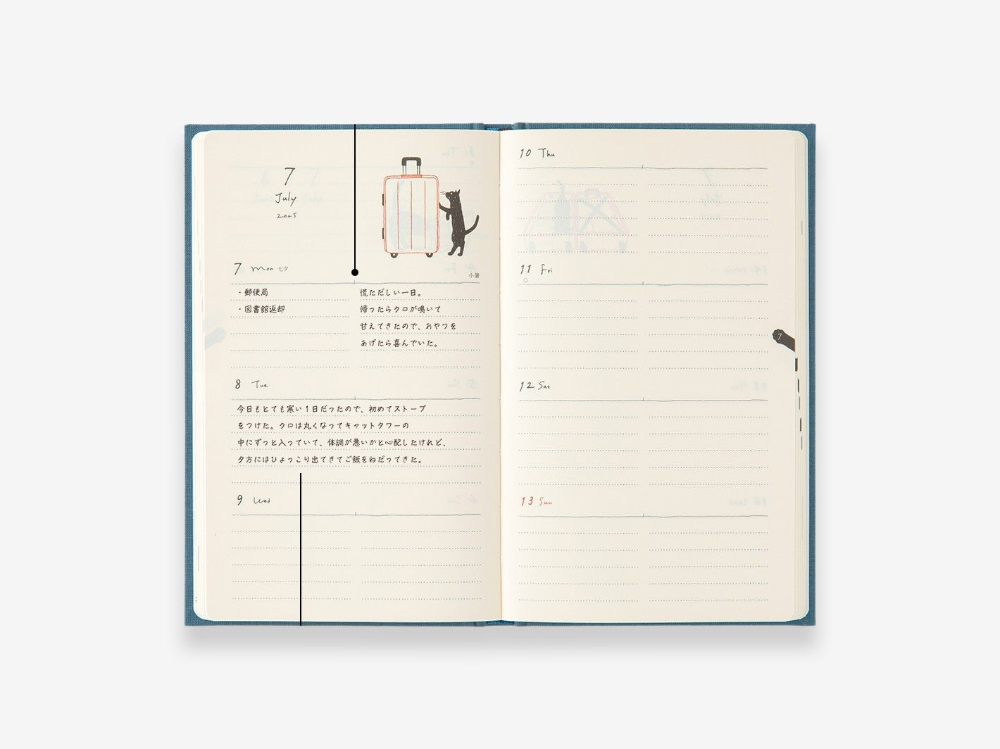 2025 Diary Book Cat Navy