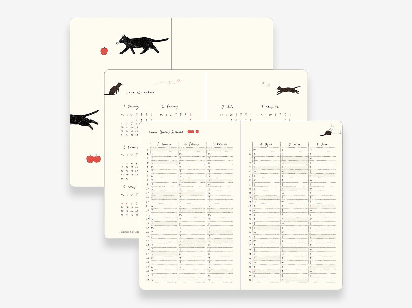 2026 Diary Book B6 Cat Navy