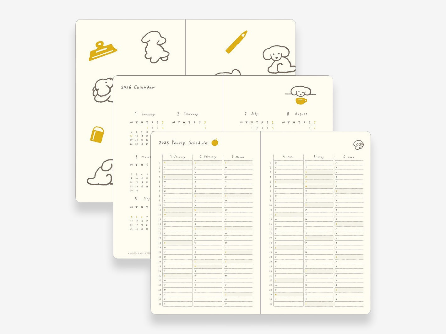 2026 Diary Book B6 Dog Yellow