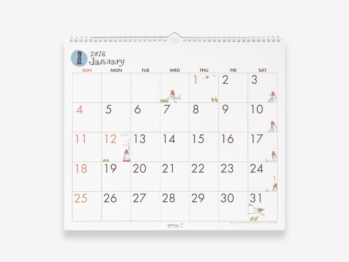 2026 Wall Hanging Calendar L Ojisan