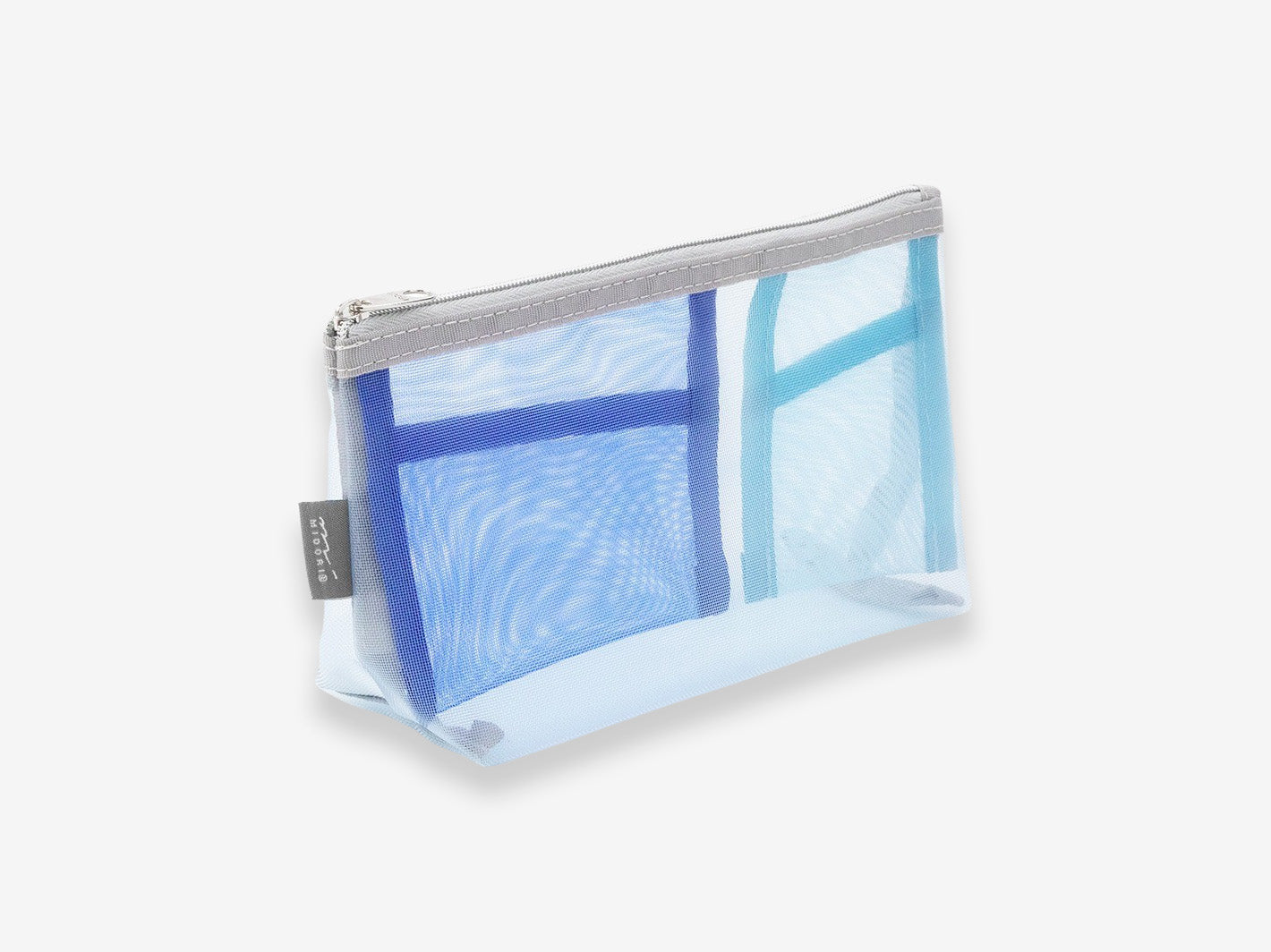 Mesh Pen Case with Gusset Light Blue