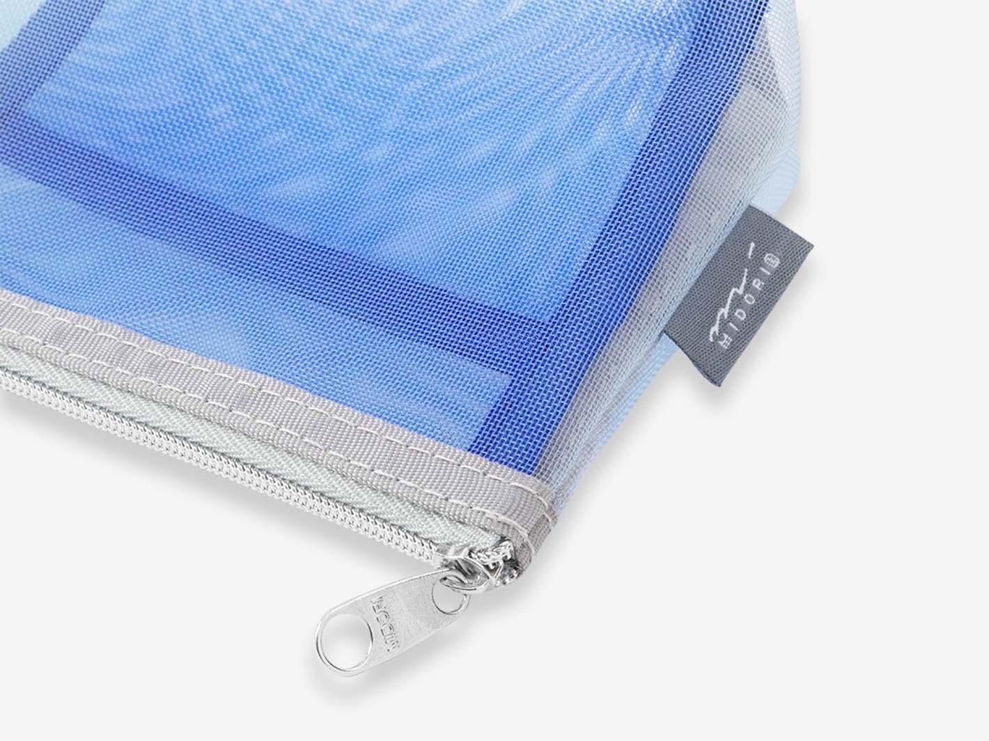 Mesh Pen Case with Gusset Light Blue