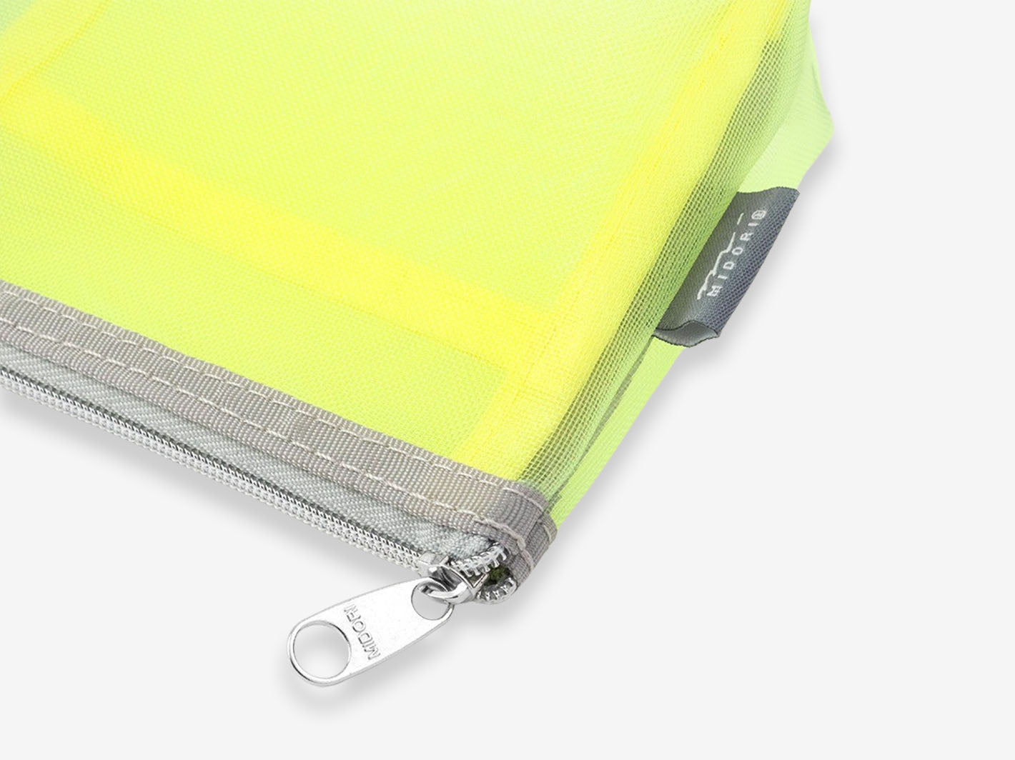 Mesh Pen Case with Gusset Yellow Green