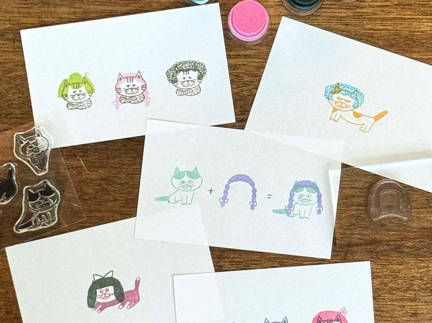 Cats and Wigs Jizai Clear Stamp Set