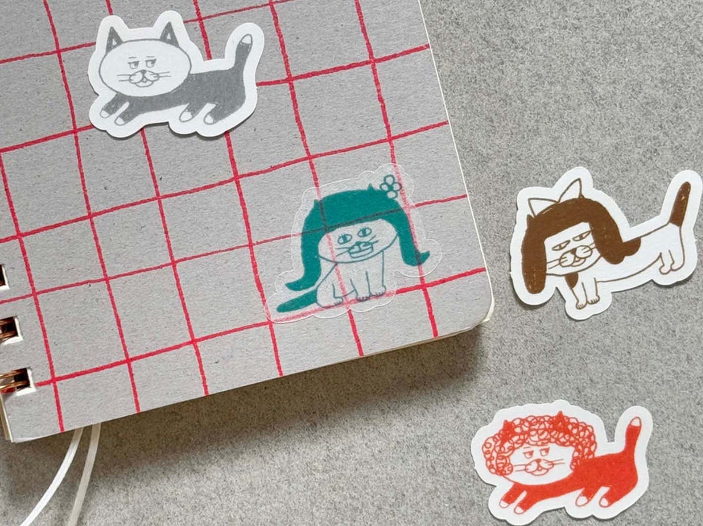 Flake Stickers Cats and Wigs