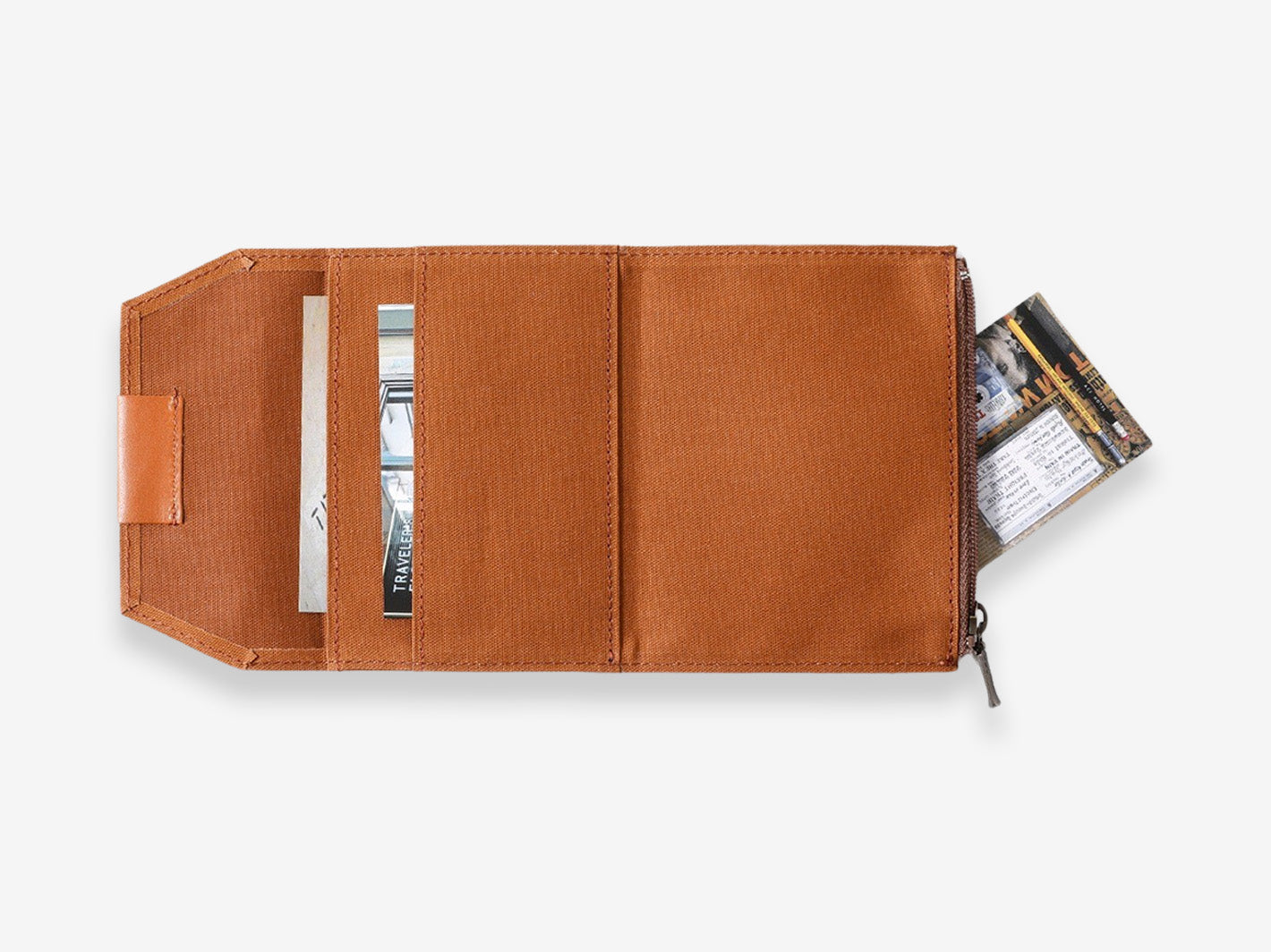 TF Passport Size Paper Cloth Zipper Case - Brown
