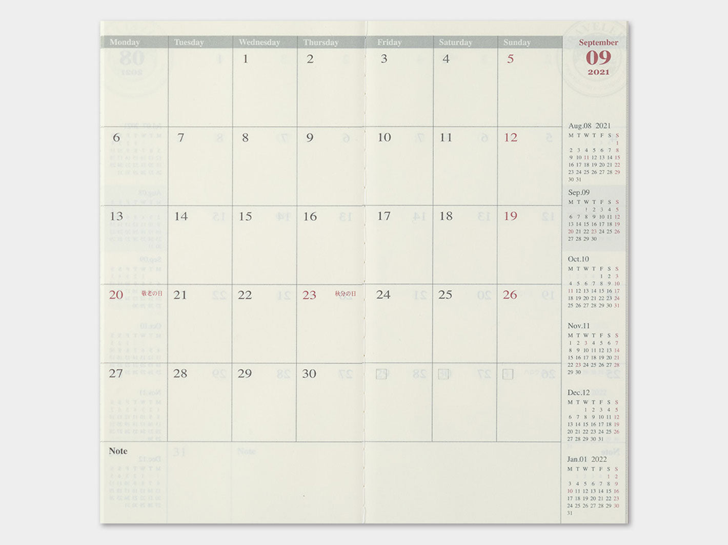 2026 TRAVELER'S notebook Monthly Diary