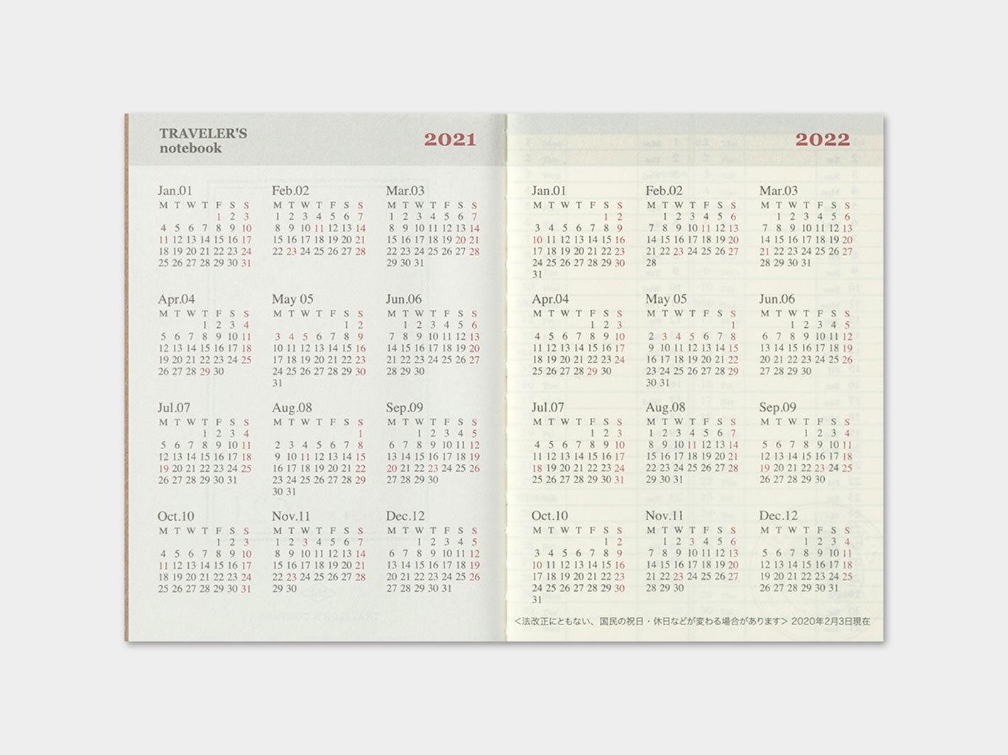 2026 TRAVELER'S notebook Weekly Diary Passport Size