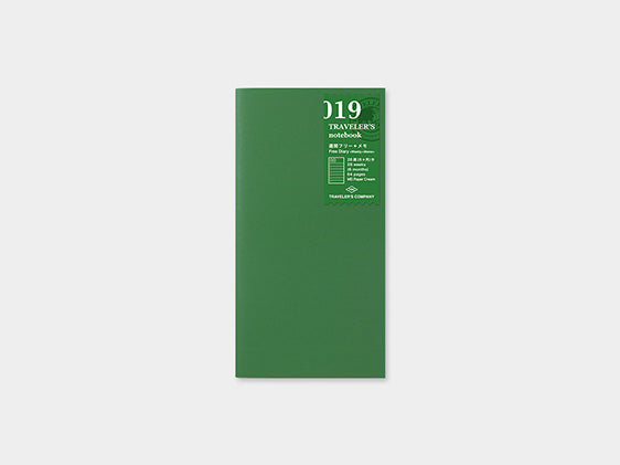019. Free Diary Weekly + Memo Refill TRAVELER’S notebook