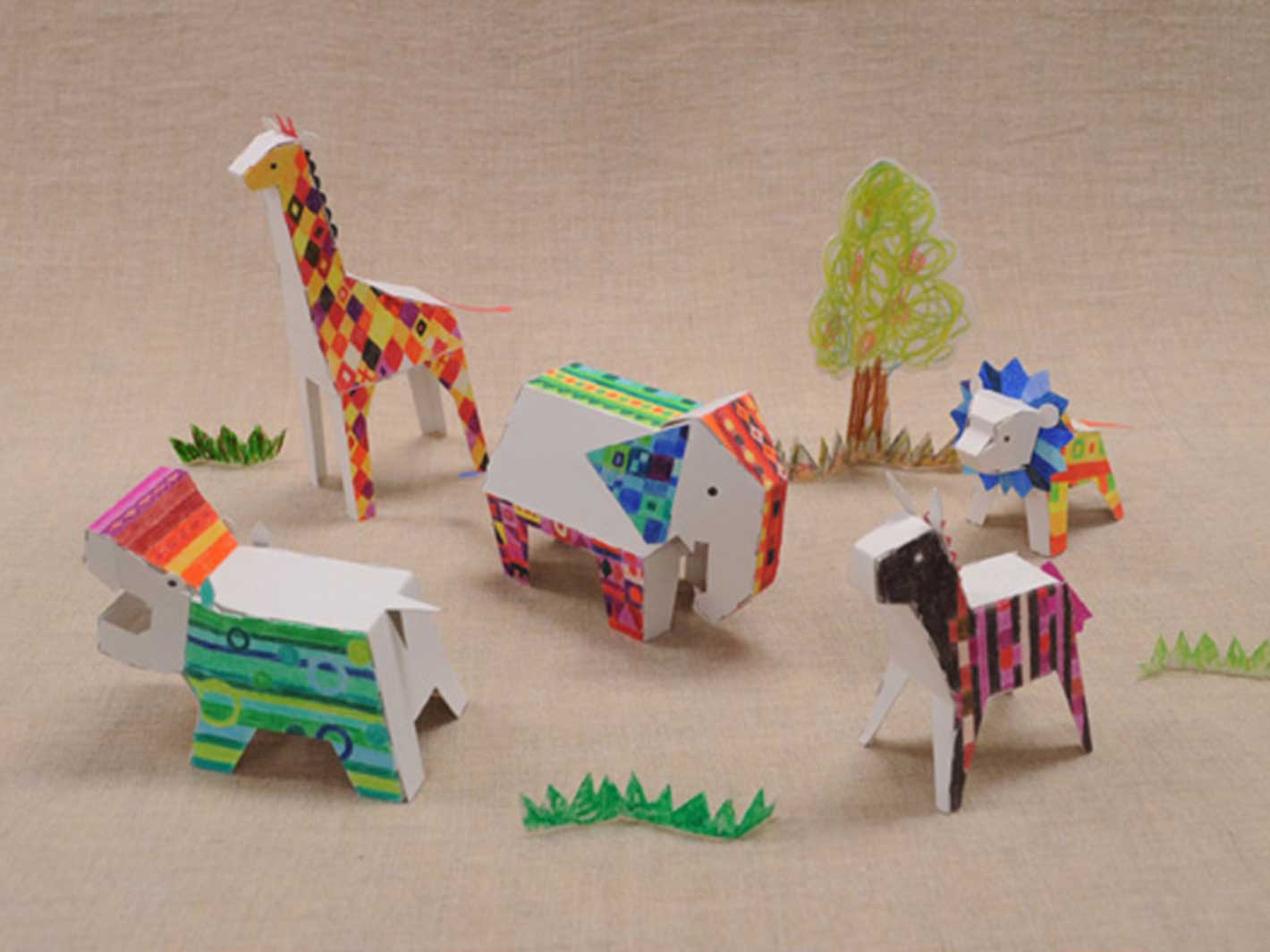 3D Coloring Book Paper Animals
