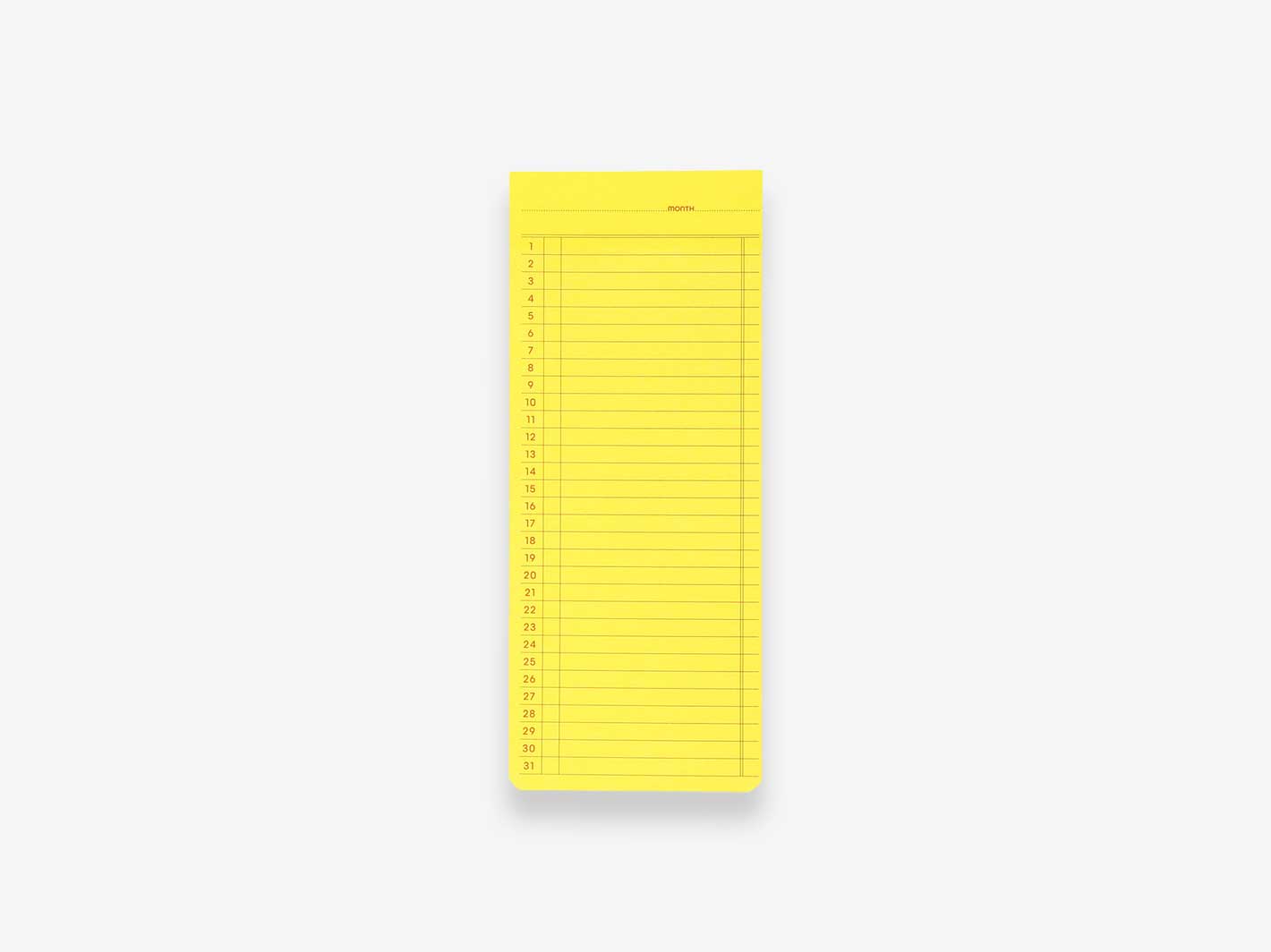 Monthly Sticky Memo Pad Yellow
