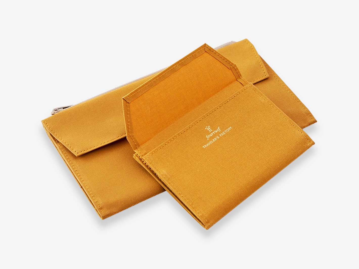 TF Passport Size Paper Cloth Zipper Case - Mustard